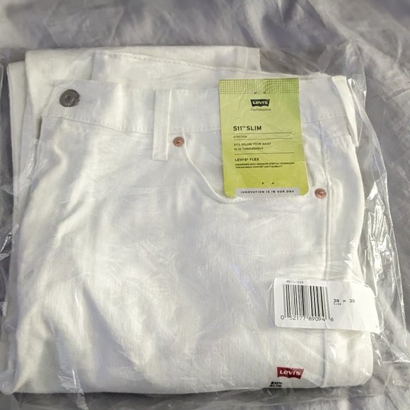 38 x 30 Levi's 511 Slim Fit Men's Jeans White